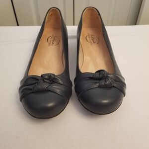 LifeStride Simply Comfort Navy Blue Round Toe Knotted Bow Block Heel Pumps 7M